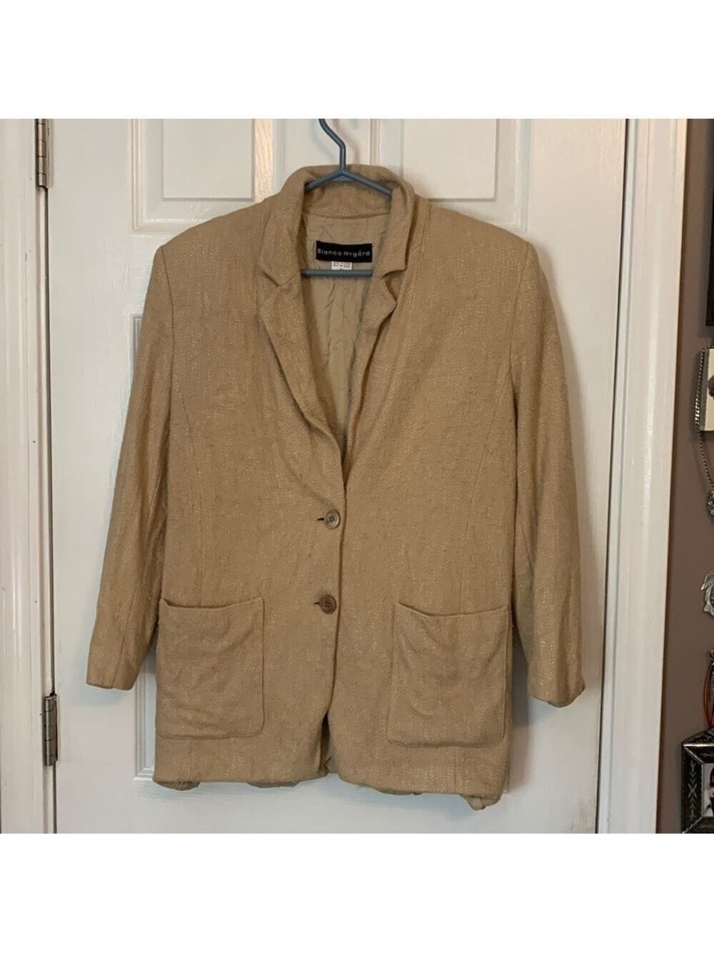 Bianca Nygard Beige woven style rayon blazer size 10
